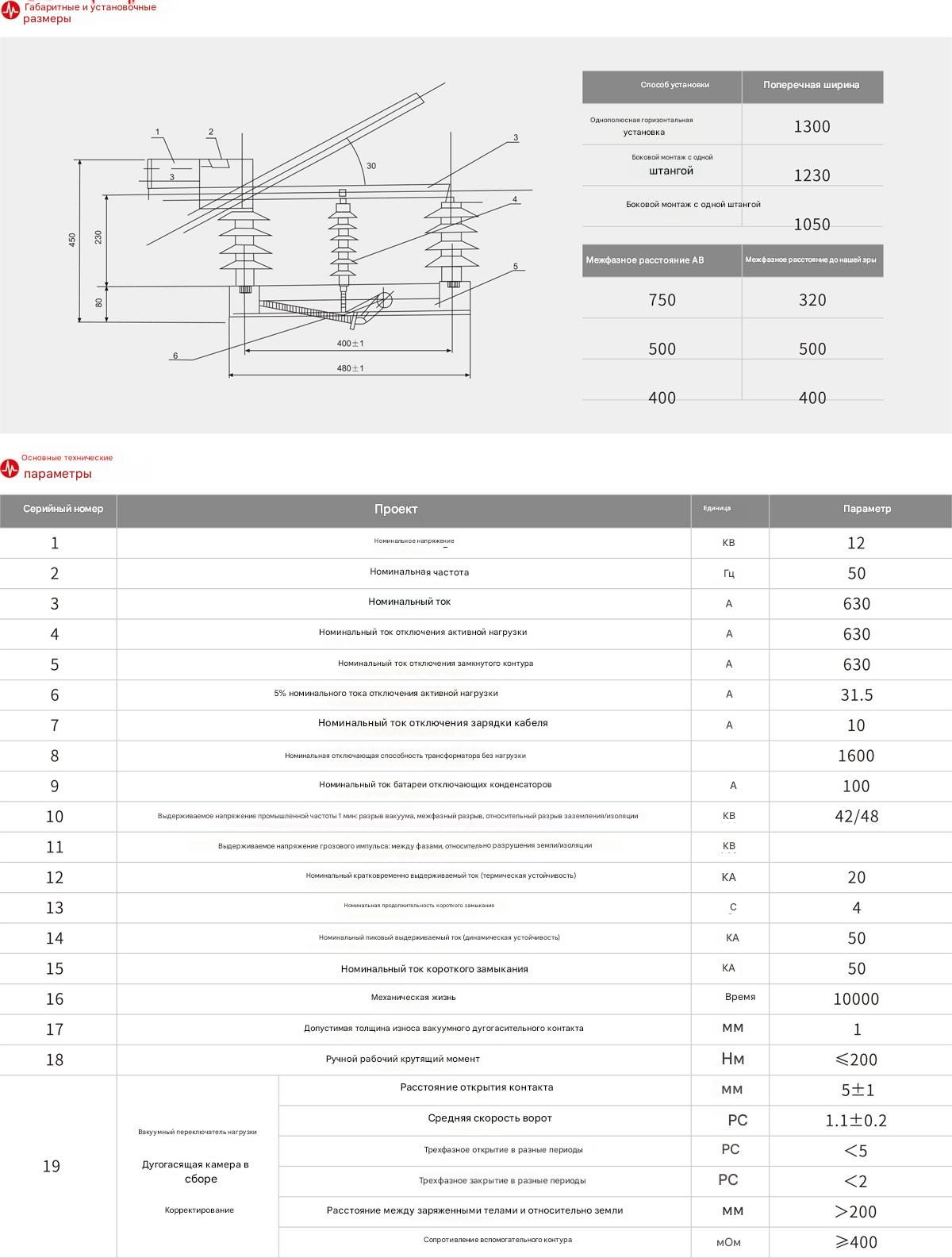 Наружный высоковольтный изолирующий вакуумный выключатель нагрузки FZW32-12/T630-20