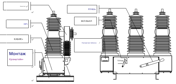 Наружный высоковольтный вакуумный выключатель ZW32-40.5/1250A Наружный высоковольтный вакуумный выключатель ZW32-40.5/1250A