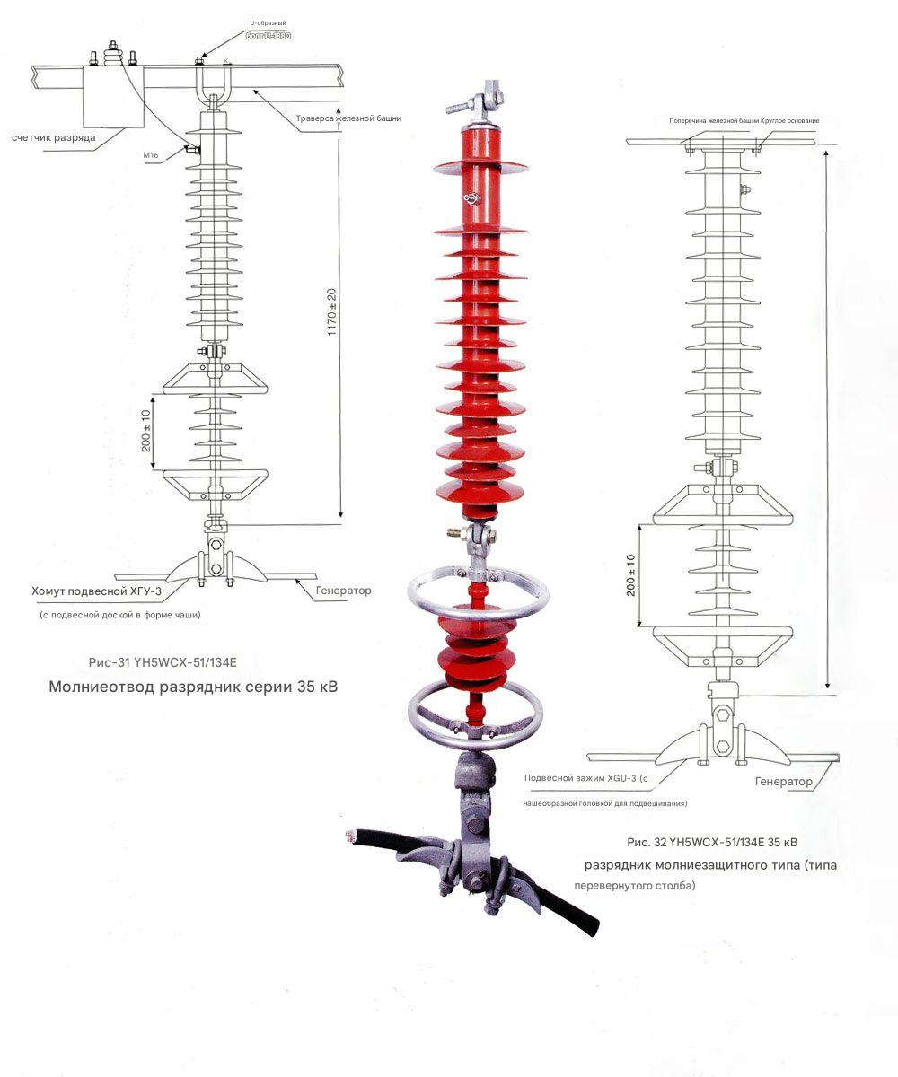 Молниеотвод щелевого типа YH5WCX-51/134E-35KV 