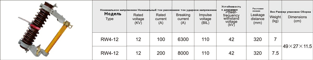 Выпадающий предохранитель высокого напряжения RW4 Выпадающий предохранитель высокого напряжения RW4